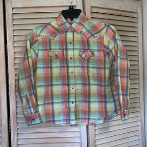 Girls, Wrangler Rock 47, Western, Button Up Shirt, Large